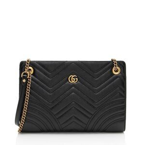 Gucci Matelasse Leather GG Marmont Medium Slim Open Shoulder Bag